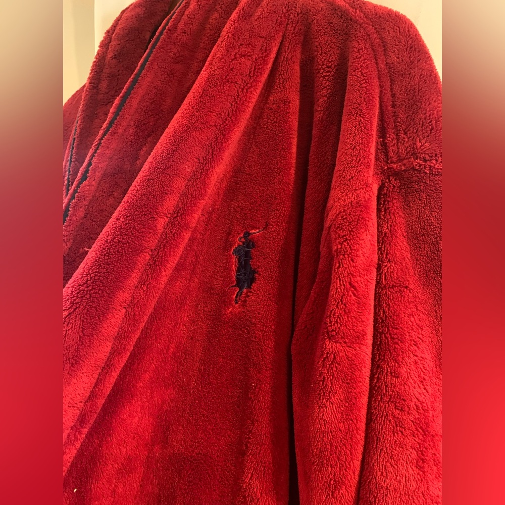 Polo Ralph Lauren Sleepwear Shawl Collar Robe, Eaton‎ Red Cruise Navy Pony, OS